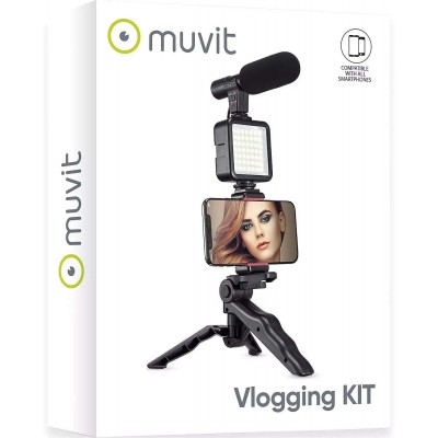 Pack vlogger MUVIT Trépied + projecteur + micro + support smartphone